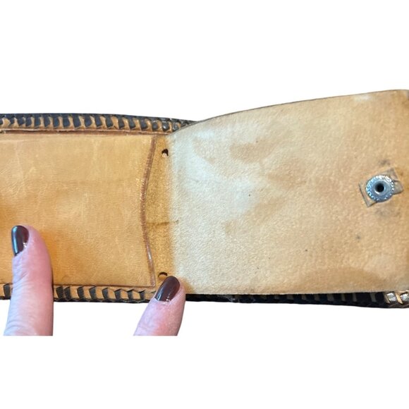 Vintage Western Leather Wallet With Horse Design & Coin Pocket - Picture 4 of 7